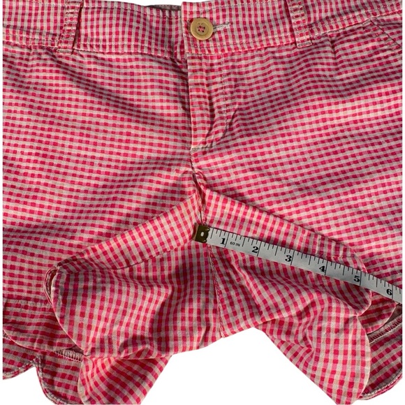 Lilly Pulitzer Buttercup Scallop Shorts Pink Gingham Women’s Size 8 Preppy - Picture 9 of 13